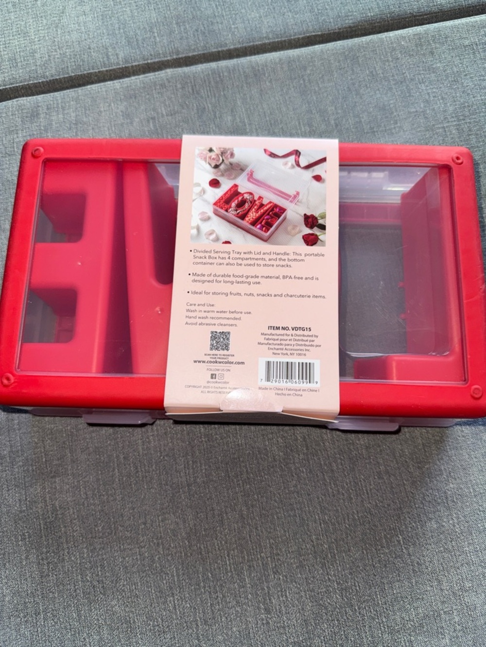 CWC Snack Box with Dividers - 4 Compartments - Love- Snackle Box - Picture 3 of 3